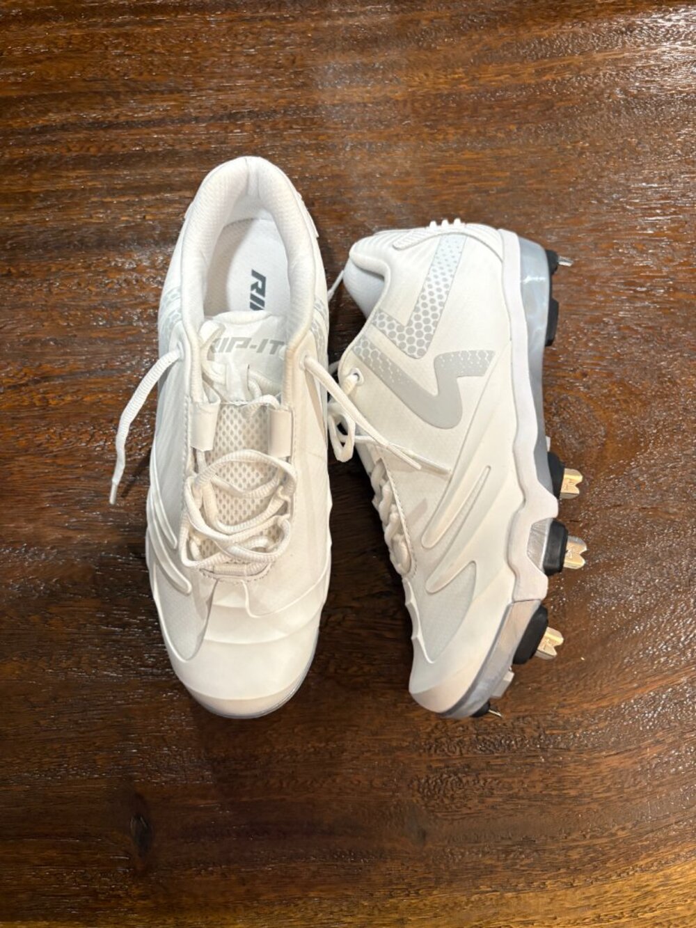 RIP-IT Cleats Women's Ladies Size: 9.5  White Gray Softball Metal Cleat NEW